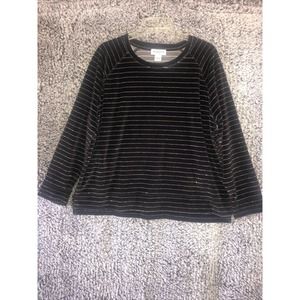 Liz Claiborne Liz & Co Maroon Velvet Black Size PXXL Long Sleeve Boat Neck Shirt